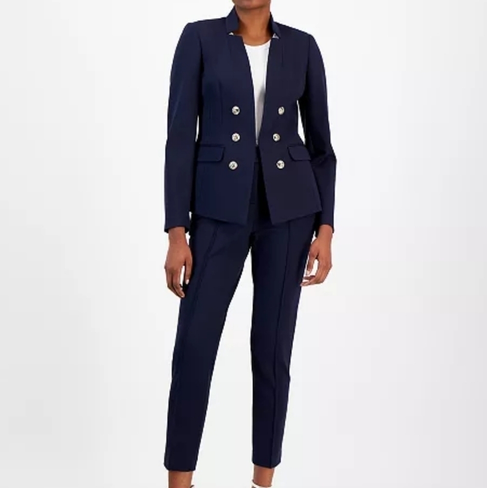Nwt Tahari ASL Plus Size Ponte Faux-Double-Breasted Blazer